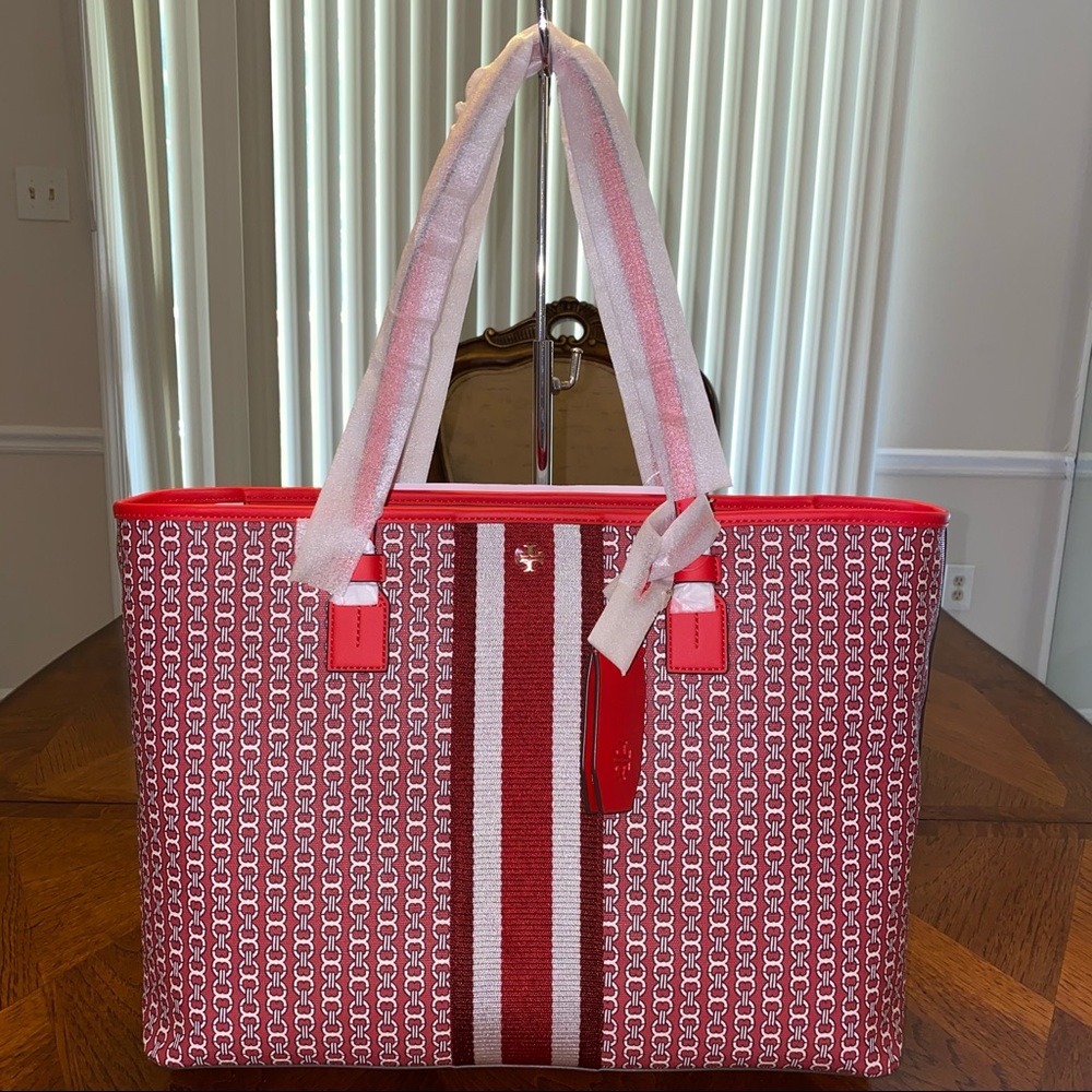 NWT Tory Burch Gemini Link Top Zip Tote Dutch Red
